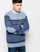 Fjallraven Sweater With Fairisle Pattern - Blueberry