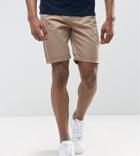 Asos Design Tall Slim Chino Shorts In Stone - Stone