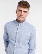 Asos Design Slim Fit Oxford Shirt In Dusty Blue