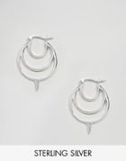 Asos Sterling Silver 25mm Spike Hoop Earrings - Silver