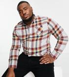 Brave Soul Plus Long Sleeve Check Shirt In Light Gray