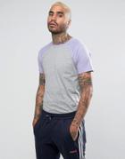 Asos T-shirt With Contrast Raglan In Gray/purple - Gray