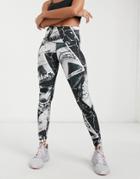 Reebok Training Printed Leggings In Black And White