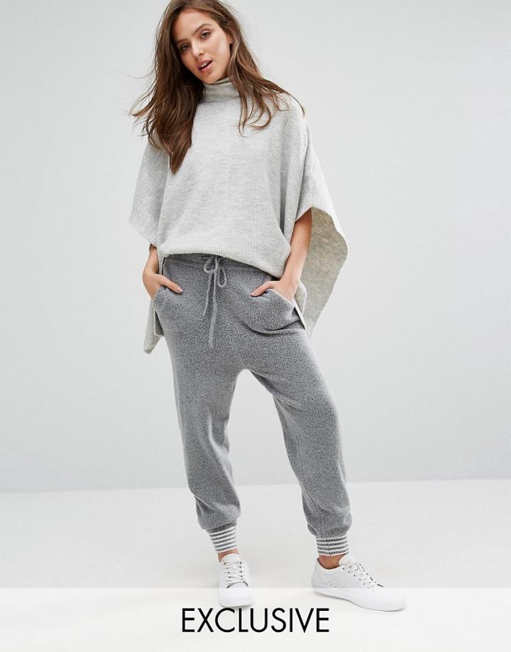 Micha Lounge Stripe Cuff Knitted Jogging Bottom - Gray