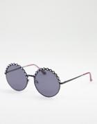 Aj Morgan On Broadway Round Lens Sunglasses-black
