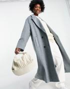 Asos Design Brushed Oversized Coat In Blue-grey