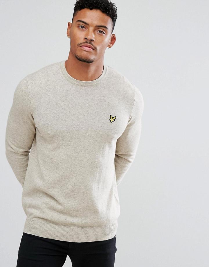 Lyle & Scott Merino Mix Sweater Biscuit - Stone