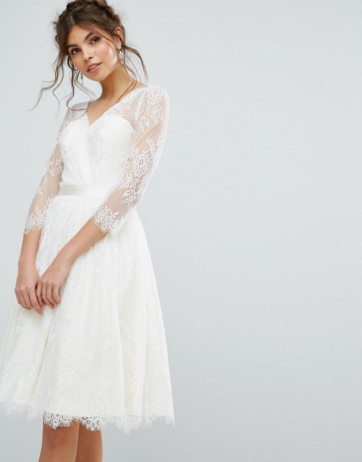 Chi Chi London Lace Overlay Dress - Gold