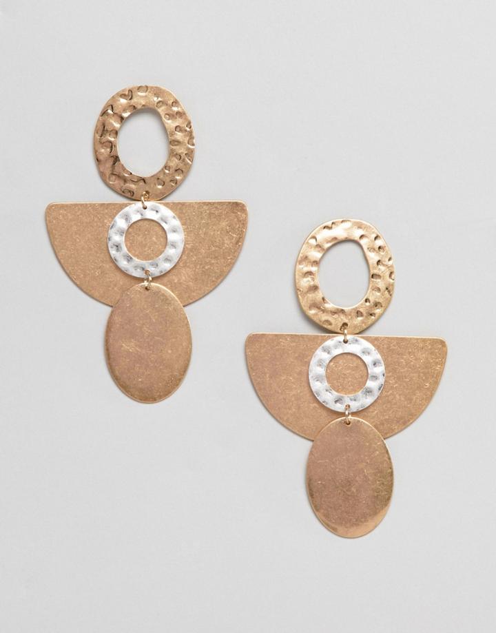 Asos Design Organic Shape Drop Earrings - Multi