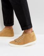 Asos Mid Top Sneakers In Stone Cord - Stone