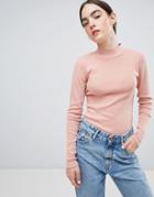Kings Of Indigo Organic Cotton Ribbed Turtleneck - Pink