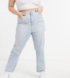 New Look Curve Mom Jean In Bleach Blue Wash