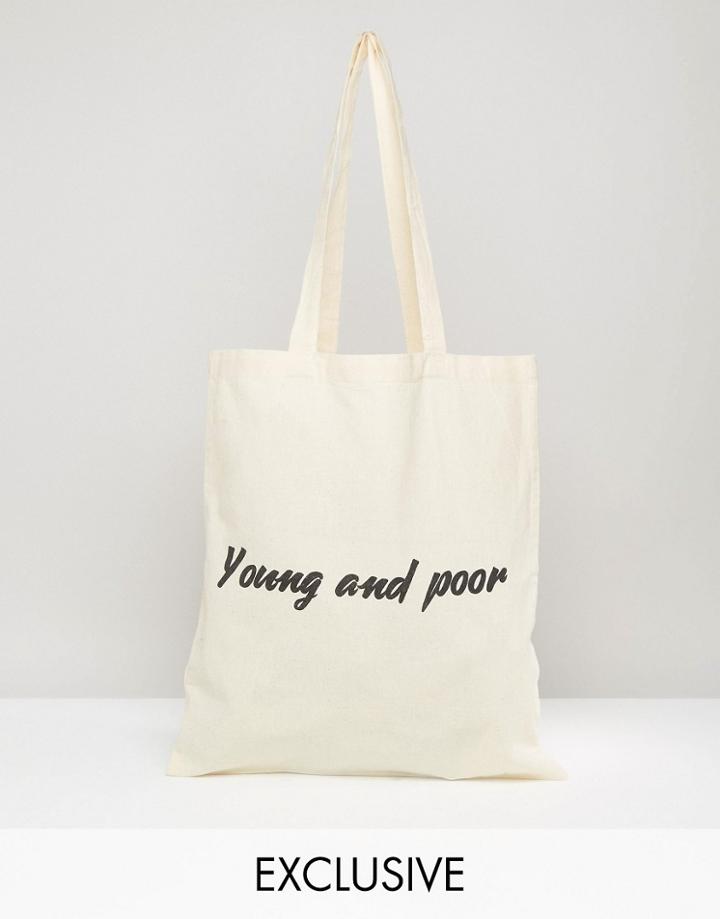 Reclaimed Vintage Tote Bag Young And Poor - Beige