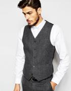 Asos Slim Vest In 100% Wool - Gray