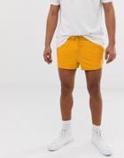 Asos Design Jersey Runner Shorts In Yellow