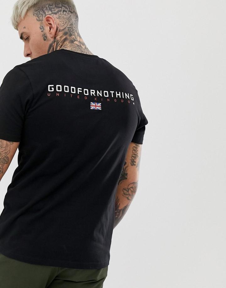 Good For Nothing Muscle Fit T-shirt In Black With Back Logo - Black