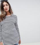 Asos Design Maternity Relaxed Long Sleeve Top In Stripe-multi