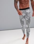 Asos 4505 Running Tights With Geo Geo-tribal Print - White
