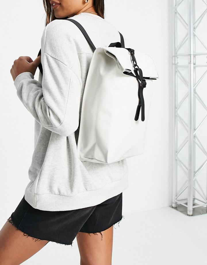 Rains Roll-top Mini Backpack In Off-white