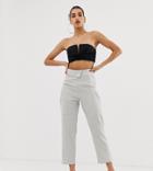 Boohoo Tailored Pants In Light Gray With Waist Detail - Gray