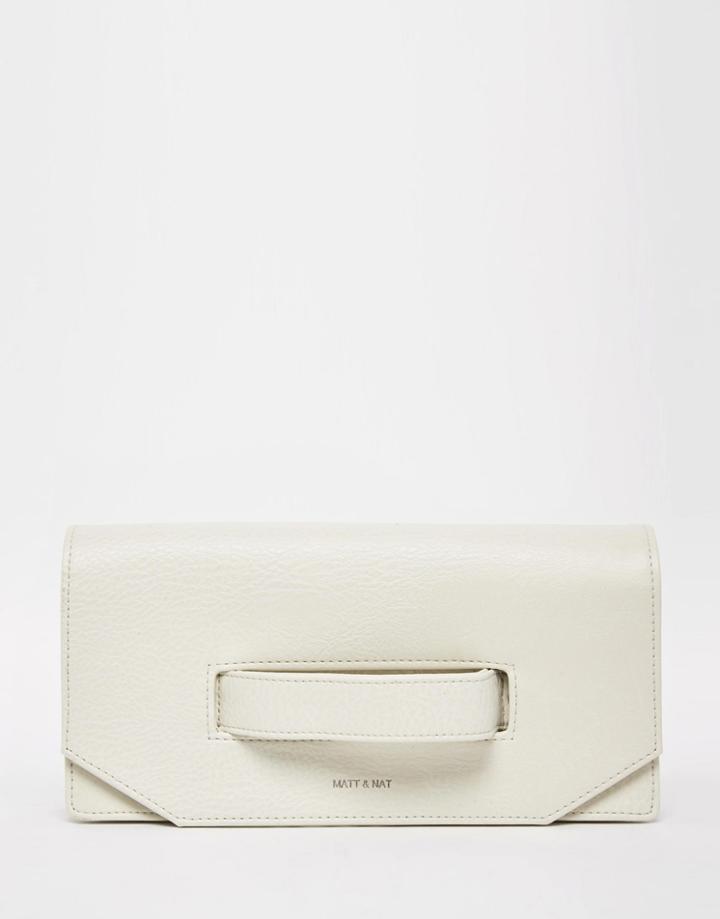 Matt & Nat Aboki Fold Over Clutch With Hand Grab In Ivory - Mist