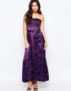 City Goddess Printed Bandeau Maxi Dress - Purple