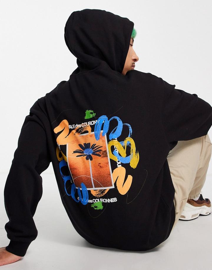Asos Design Oversized Hoodie In Black With Graphic Back Print