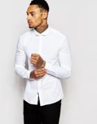 Asos Skinny Shirt With Long Sleeves And Curve Collar - White