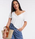 Asos Design Tall Relaxed V Neck T-shirt In White