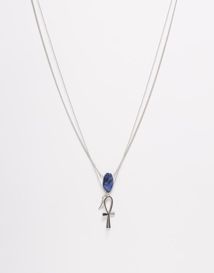 Asos Necklace Pack With Cross And Semi-precious Pendants - Rhodium