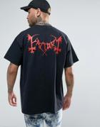 Factory Metal Logo Back Print Oversized T-shirt - Black