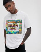 Bershka Retro Neon Print T-shirt In White