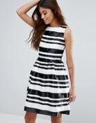 Zibi London Striped Black & White Ribbon Dress - Black