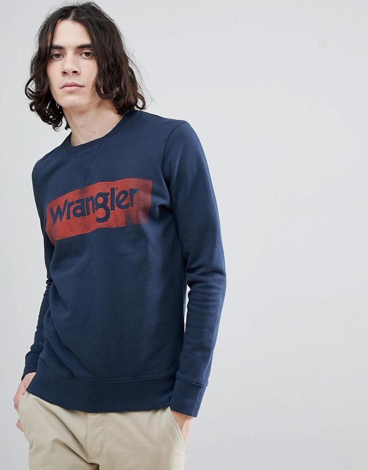 Wrangler Logo Crew Neck Sweater - Navy