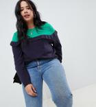 Brave Soul Plus Duo Color Block Sweater - Green