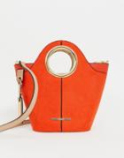 River Island Tote Bag With Circle Handle In Orange-red