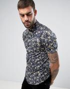 Another Influence Tight Floral Shirt - Blue