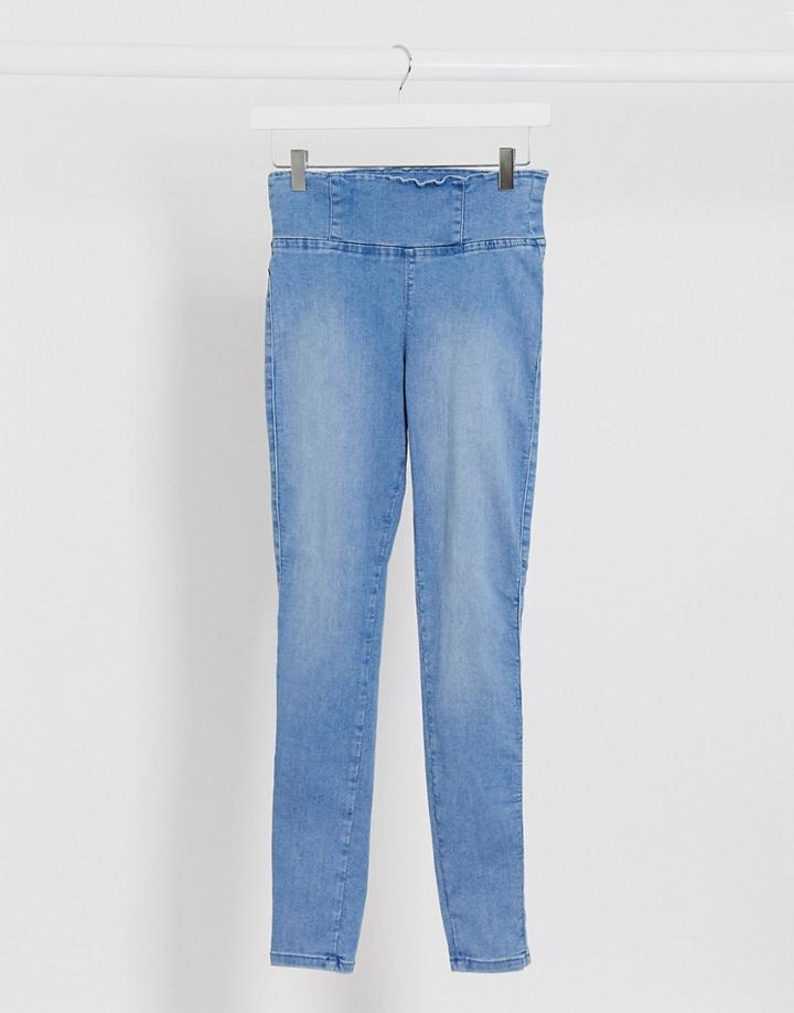 Urban Bliss Super Stretch Pull On Skinny Jeans In Blue-black