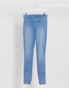 Urban Bliss Super Stretch Pull On Skinny Jeans In Blue-black