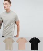 Asos Design Turtleneck T-shirt 3 Pack Save - Multi