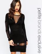 Noisy May Petite Sweater Dress With Mesh Panels - Black