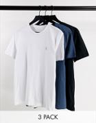 Allsaints Brace Tonic 3-pack T-shirts In White/blue/black-multi