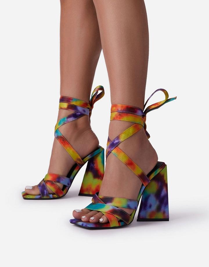 Ego Krista Flare Heel Sandals In Multi Print