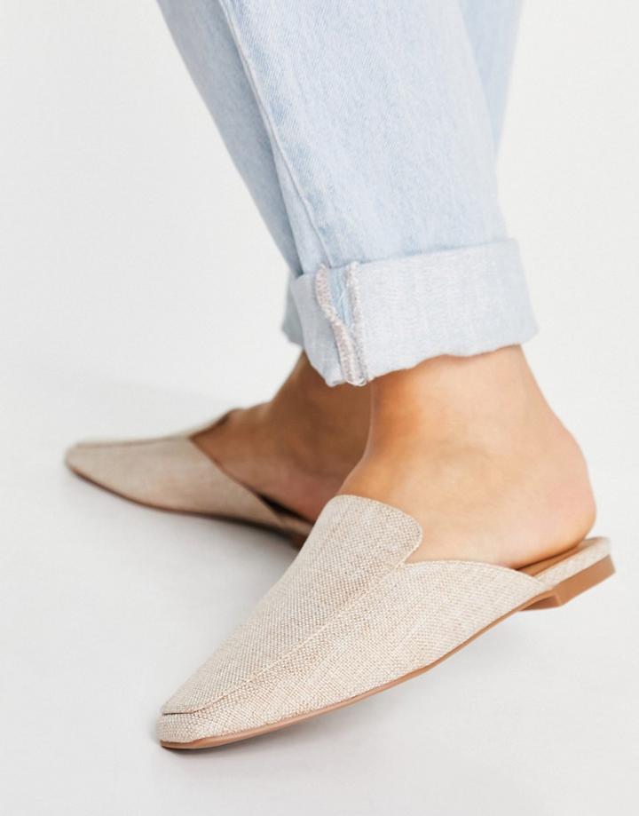 Asos Design Maria Square Toe Mules In Natural-neutral