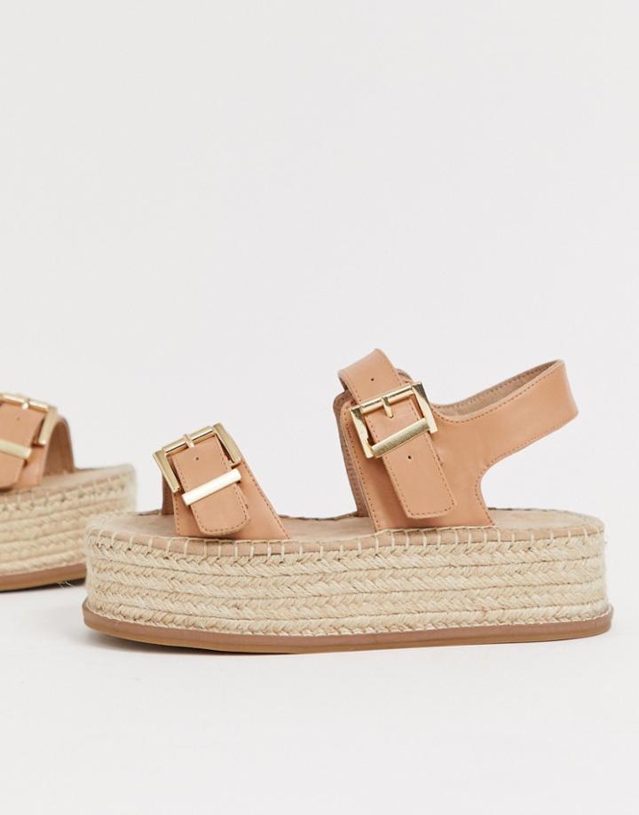 Asos Design Jalee Square Toe Flatform Espadrilles - Tan