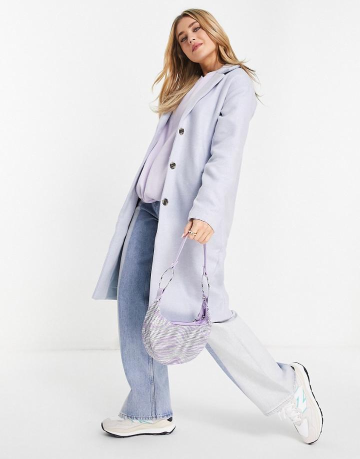 Pieces Alice Wool Blend Coat Pale Blue-blues