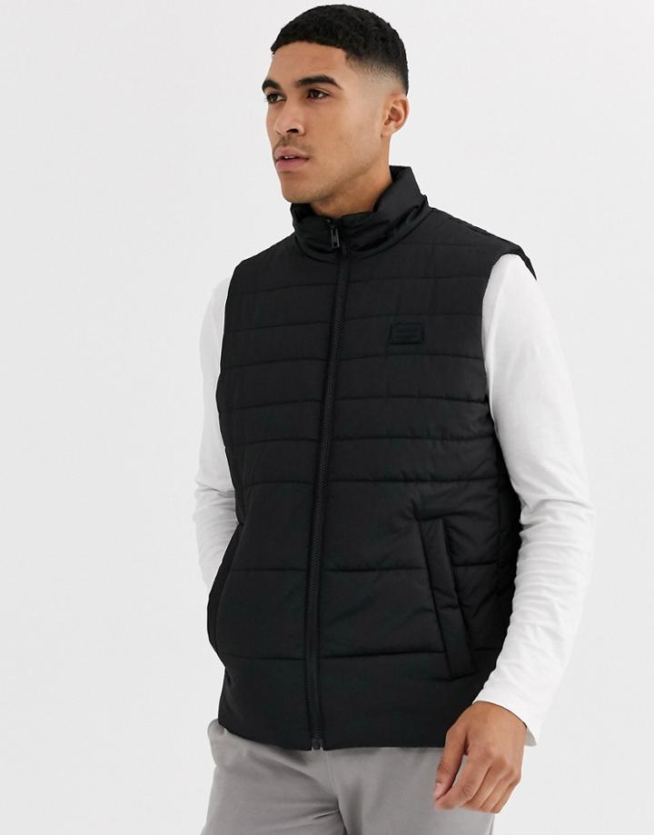 Jack & Jones Hooded Vest In Black