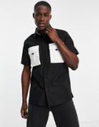 Topman Short Sleeve Shirt In Black With Contrast Pockets
