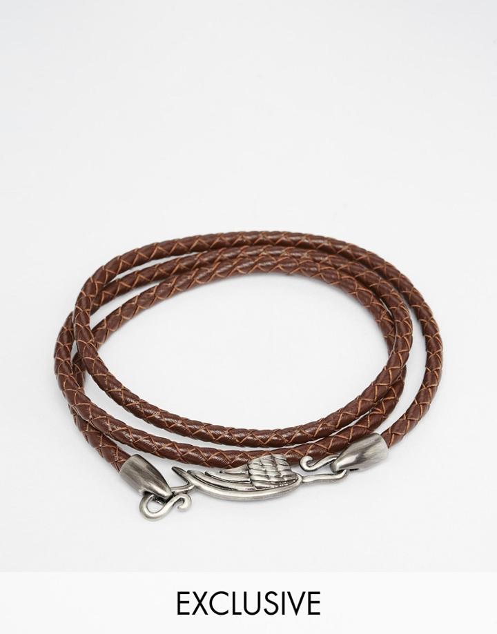 Simon Carter Wing Leather Wrap Bracelet In Brown - Brown
