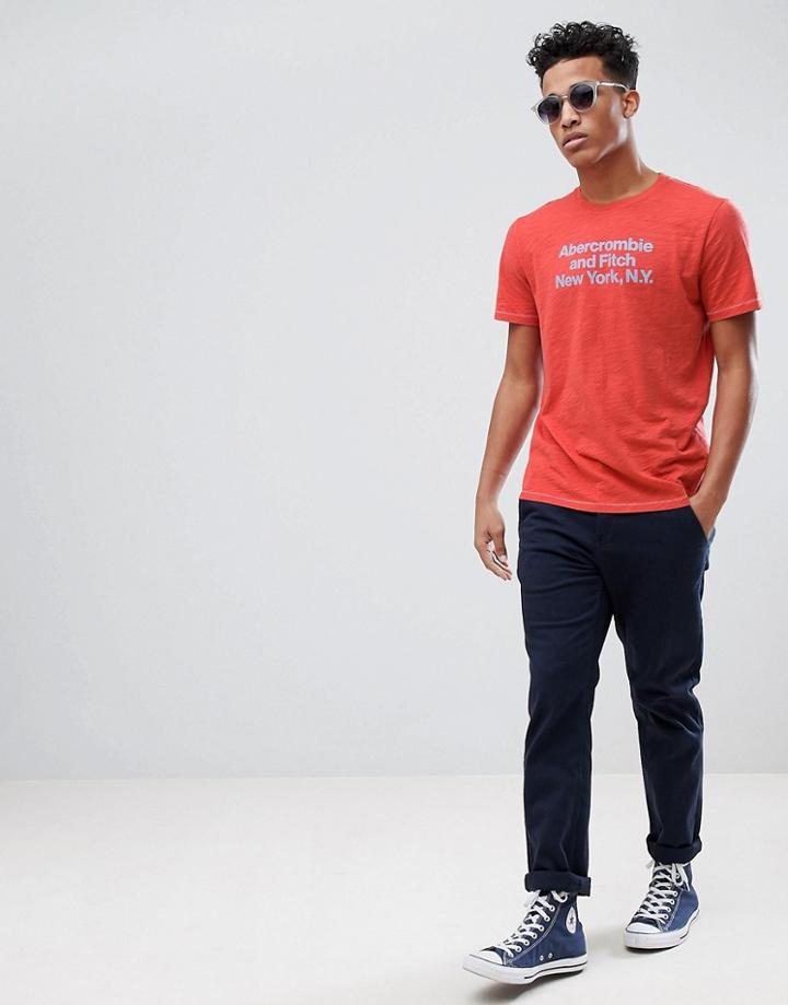 Abercrombie & Fitch Address Logo Print T-shirt In Red - Red